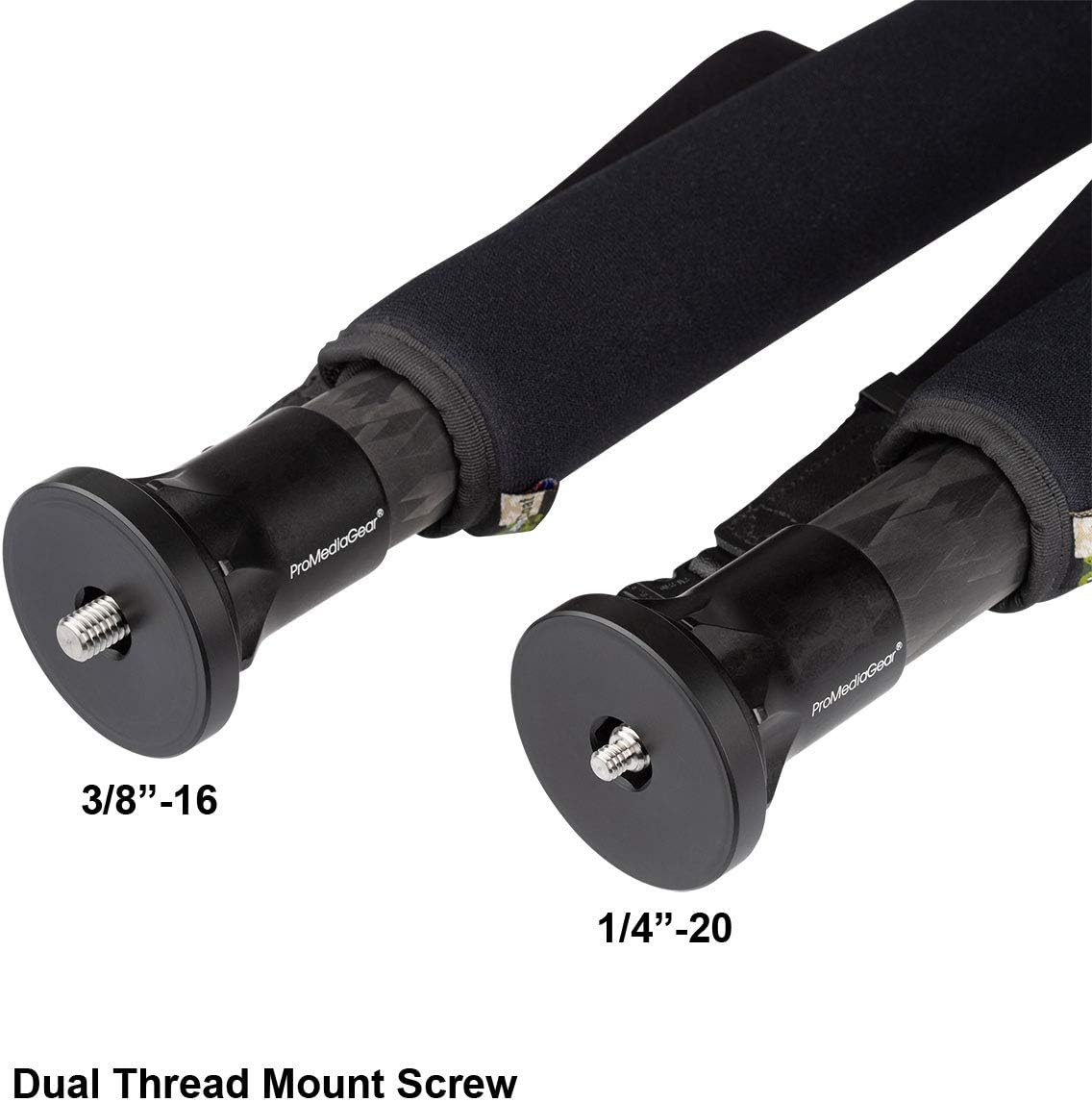 ProMediaGear TR34M 34 Series Carbon Fiber Monopod with Reversible 1/4"-20 and 3/8"-16 Threaded Adapter, 34mm Diameter, 50 lb Payload, Max Height: 63"