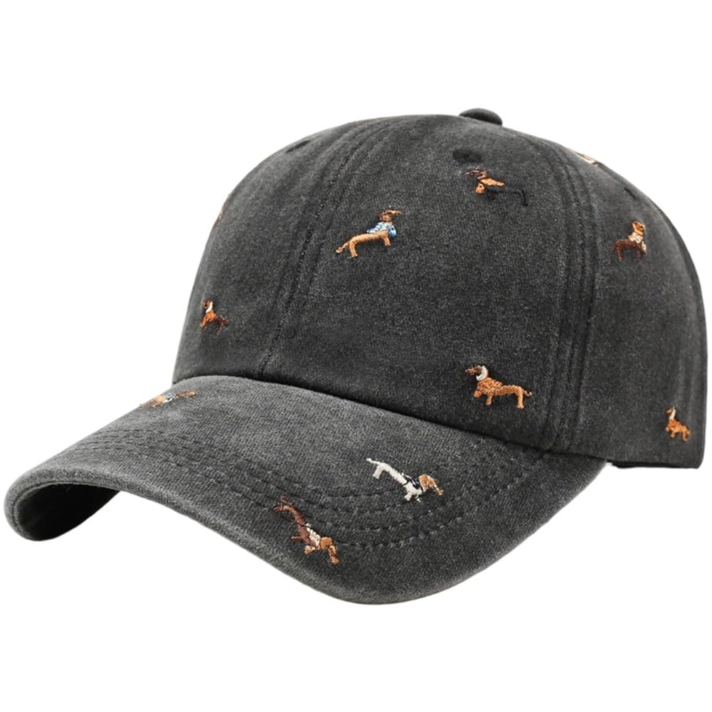 Sslvya Embroidered Dachshund Baseball Cap Vintage Adjustable Golf Dad Hat for Men Women Dog Lover Gift