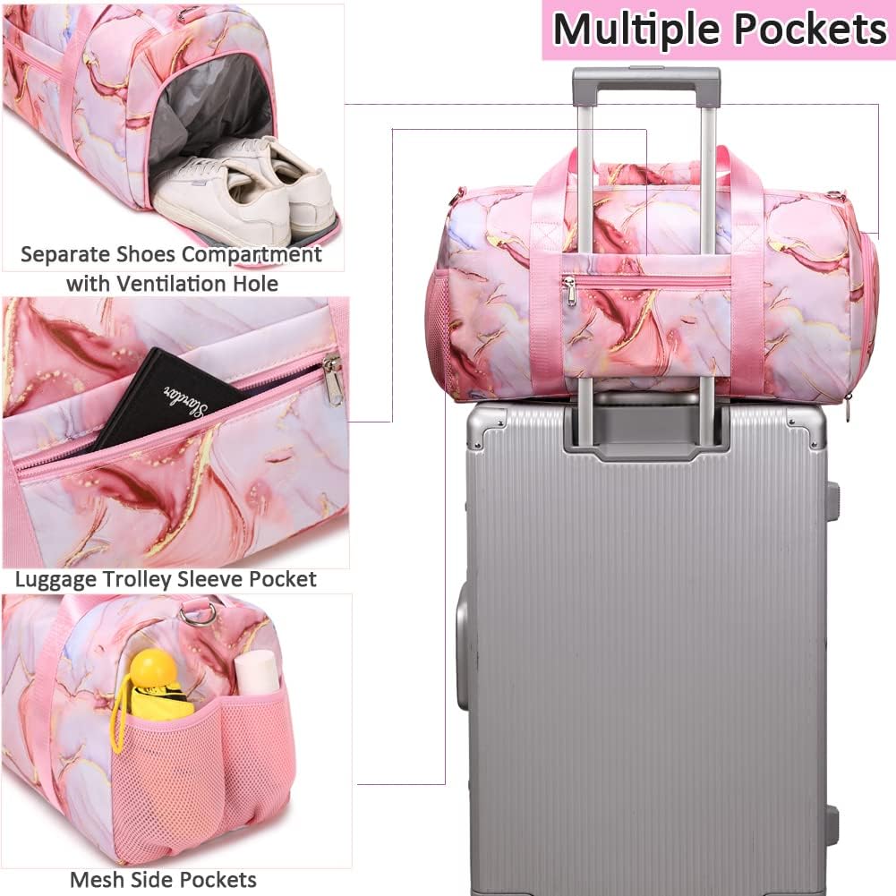 Dance Bag for Girls Sports Duffle Bag for Girls Ballet Bag Travel Overnight Bag Girls Sports Gym Bag with Shoes Compartment and Separate Dry Wet Pocket