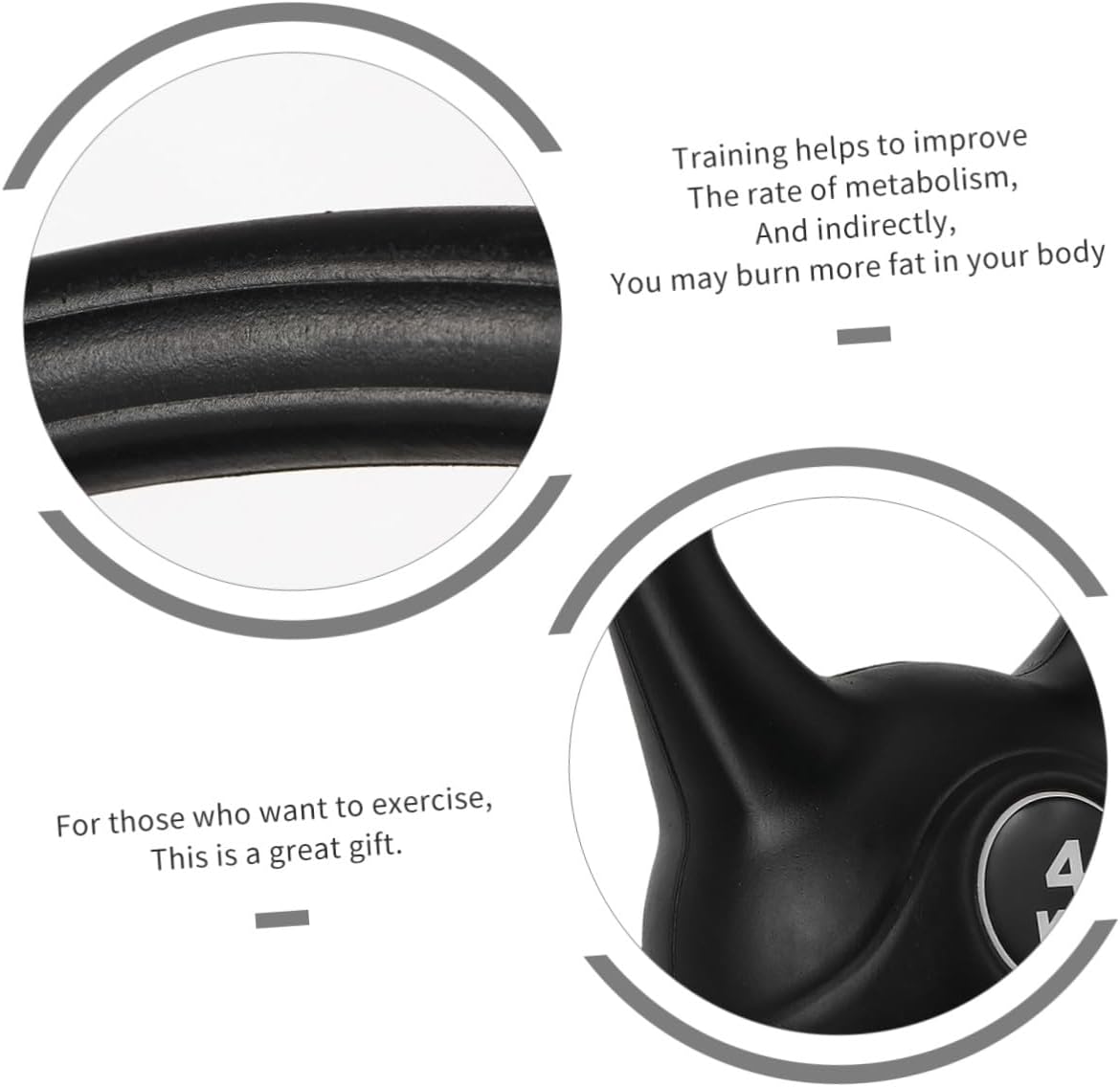 ABOOFAN Plastic Kettlebell Weight 4kg Black, Household Fitness Accessory for Strength Training, Arm Muscle Exercise Equipment for Home Workout and Deep Squat