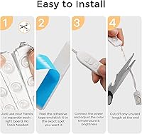 Vista 6 de Consciot Luces LED de Tocador para Espejo, Tira Estilo Hollywood, Color y Brillo Ajustables, Cable USB, Tira de Maquillaje Regulable que se Adhiere