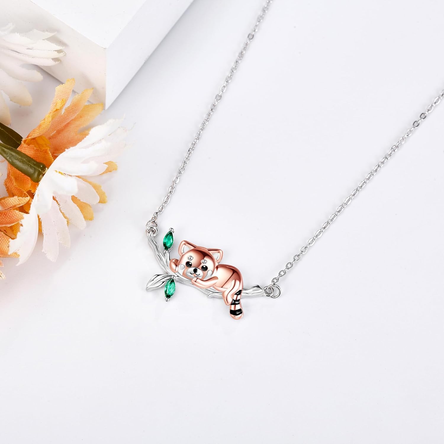 POPLYKE Panda/Red Panda/Raccoon/Cardinal Necklace Jewelry Sterling Silver Cute Animals Pendant Necklace Jewelry for Women - Image 3