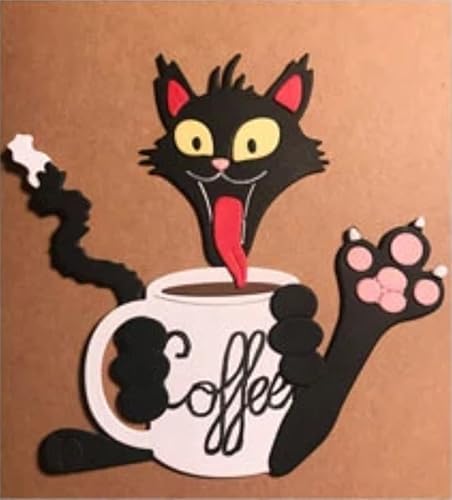 Miniatura 4 de Troqueles de metal para café y gato, plantillas de marco de animales de gato, tarjetas de manualidades, troqueles de corte para manualidades,