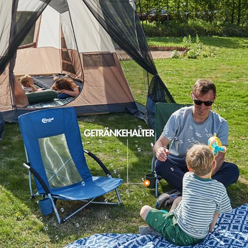 Portal Strandstuhl klappbar leicht Campingstuhl faltbar niedrig atmungsaktives Gewebe 150kg belastbar Faltstuhl tragbar mit Tragetasche… – Ansicht 6