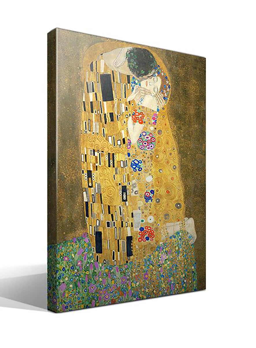 El Beso | Gustav Klimt | Simbolismo | Cuadro Canvas Wall Art | Impresion Giclee lienzo algodon puro | Bastidor 3cm | 70x95cm