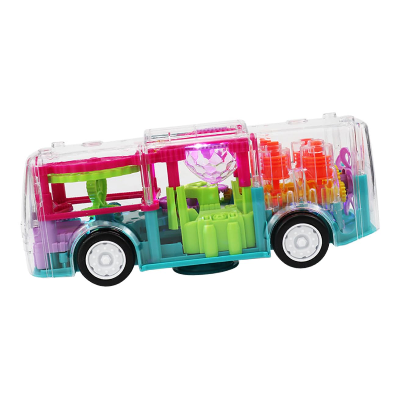 Juguete de Autobús Eléctrico Transparente con Luces y Automóvil Educativo para Juguete de Carrocería Interactivo para Momentos de Diversión Infantil