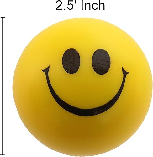 Miniatura 3 de Pelotas antiestrés esponjosas y esponjosas de cara sonriente (paquete de 12 piezas)