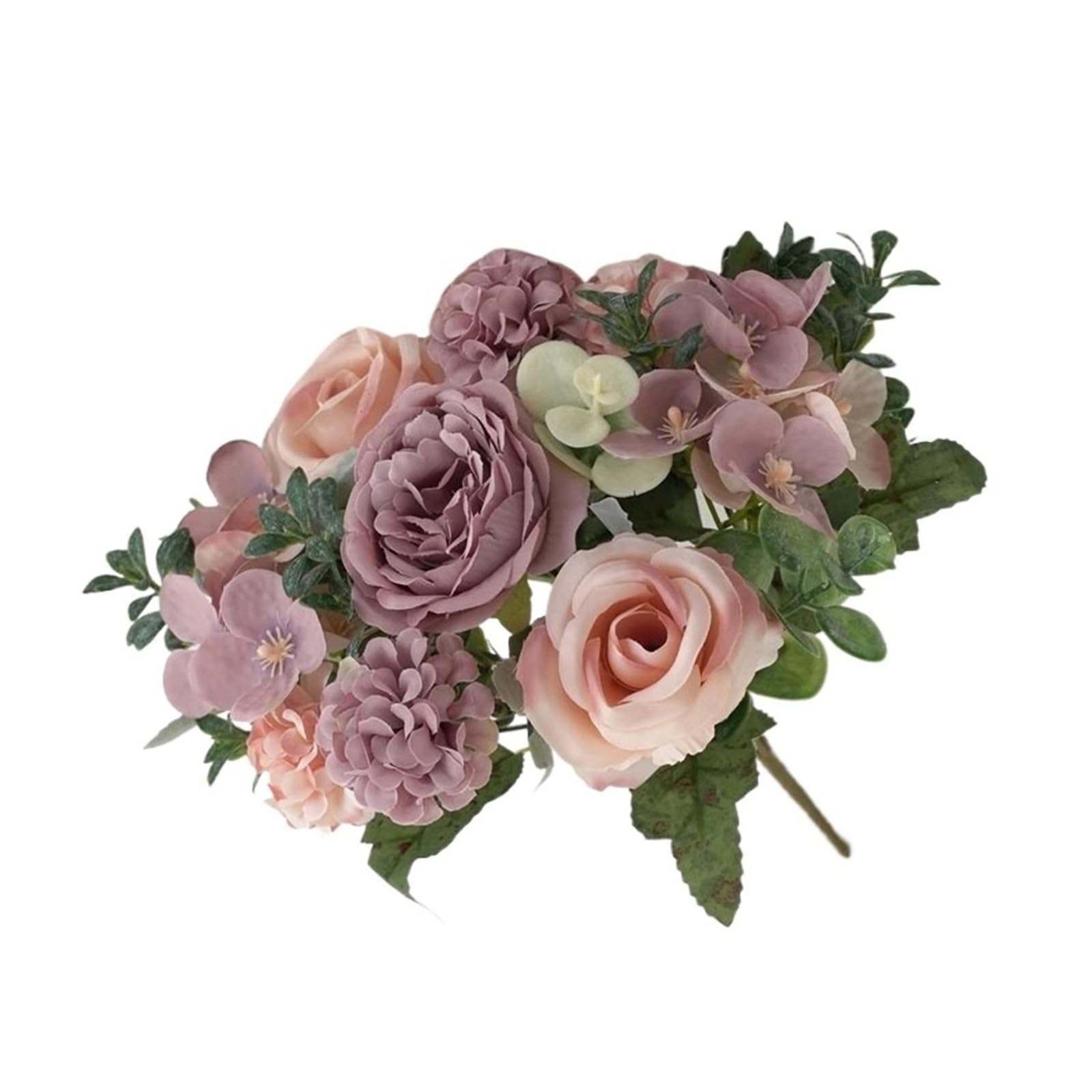 HamPaesk 4/5PCS Simulation Hydrangea Bouquet Silk Retro Fake Flower Shopping Mall Decoration Artificial Flowers(Champagne Purple,5pcs)