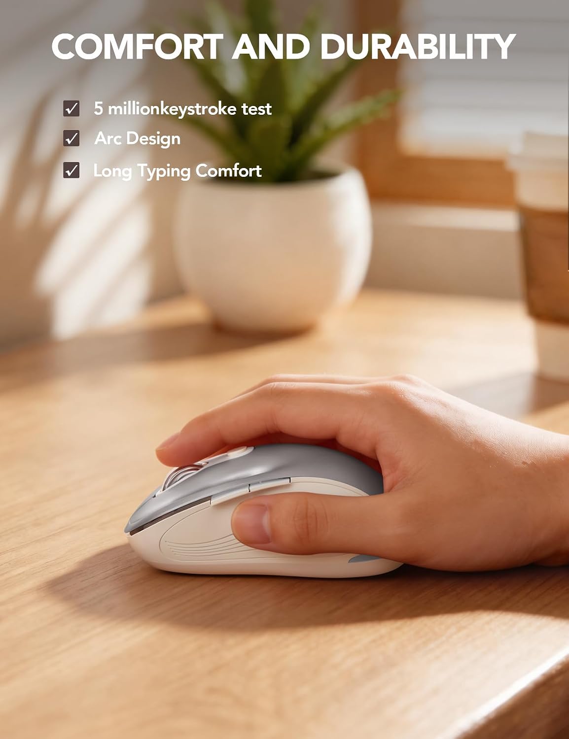 Trueque Wireless Mouse for Laptop, 2.4GHz Ergonomic Computer Mouse with Back & Forward Buttons, 3 Adjustable DPI Levels, 6 Buttons, Optical USB Cordless Mice for Windows PC, M01 (Silver Grey) 5 61ORWfGsoDL. AC SL1500