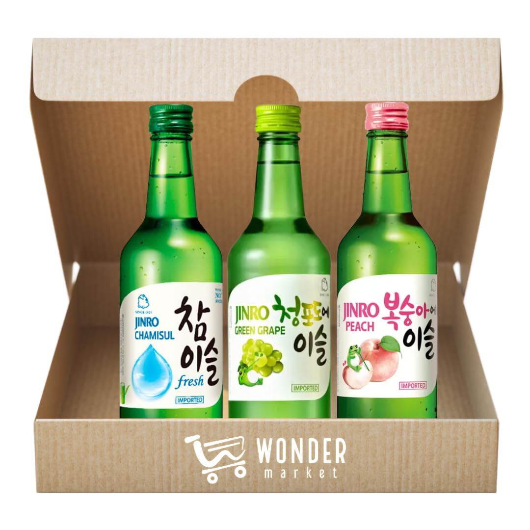 Wondermarket. Soju Bebidas Coreanas. Jinro Chamisul, Uva y Melocotón