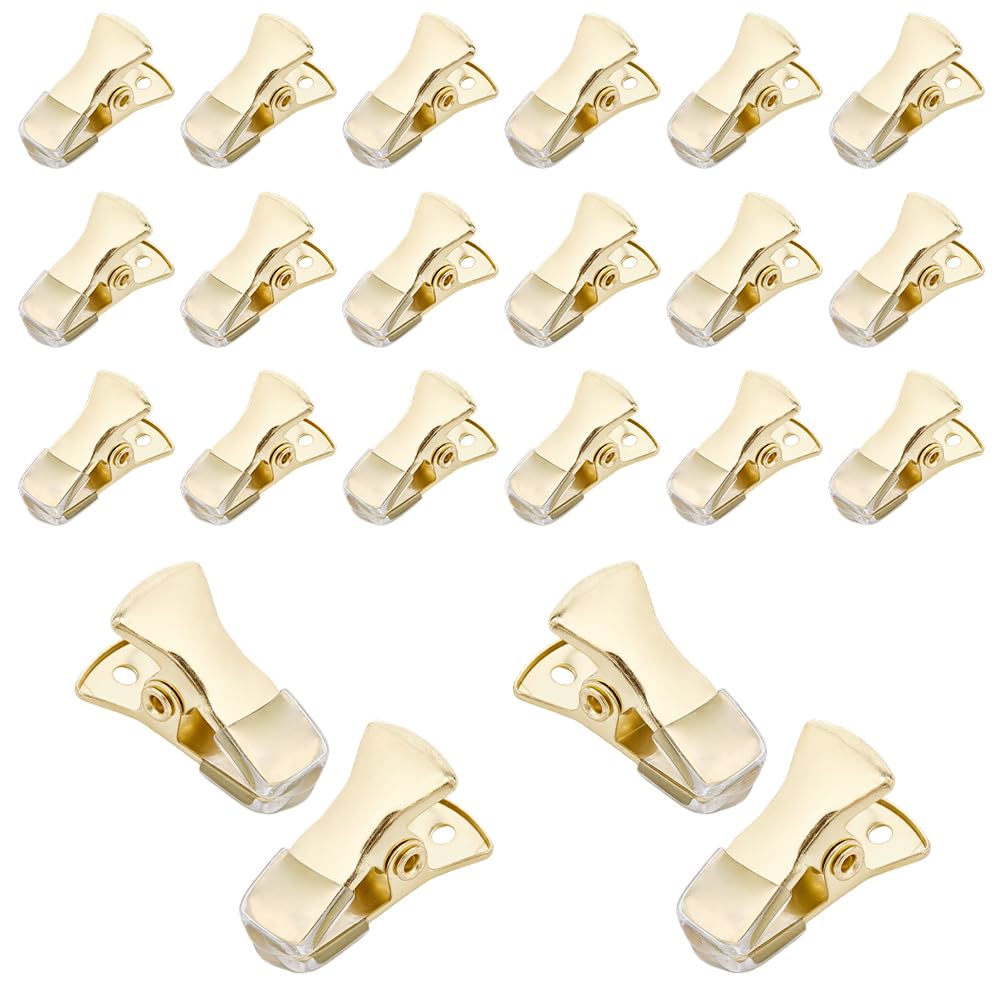 CRASPIRE 35Pcs Mini Metal Alligator Clips Small Spring Clamps 0.8 x 0.4 Inch Gold Crocodile Alligator Clip for Wire Photo Curtain Paper ID Badge Holders Lanyards Sweater Cardigan Glasses Jewelry Home
