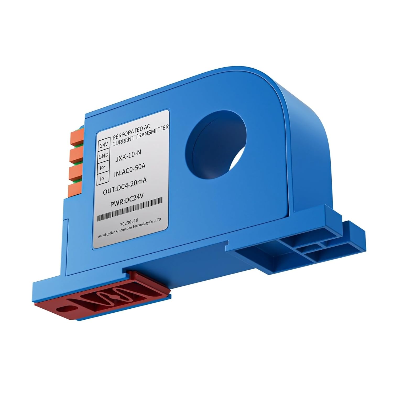 35MM Din Type Perforated Current Sensor 4-20mA 0-10V AC DC 10A 20A 30A 0-600A Ampere Transmitter Closed Loop Hall Ampere Sensor(DC0-300A_1-5V_DC12V)