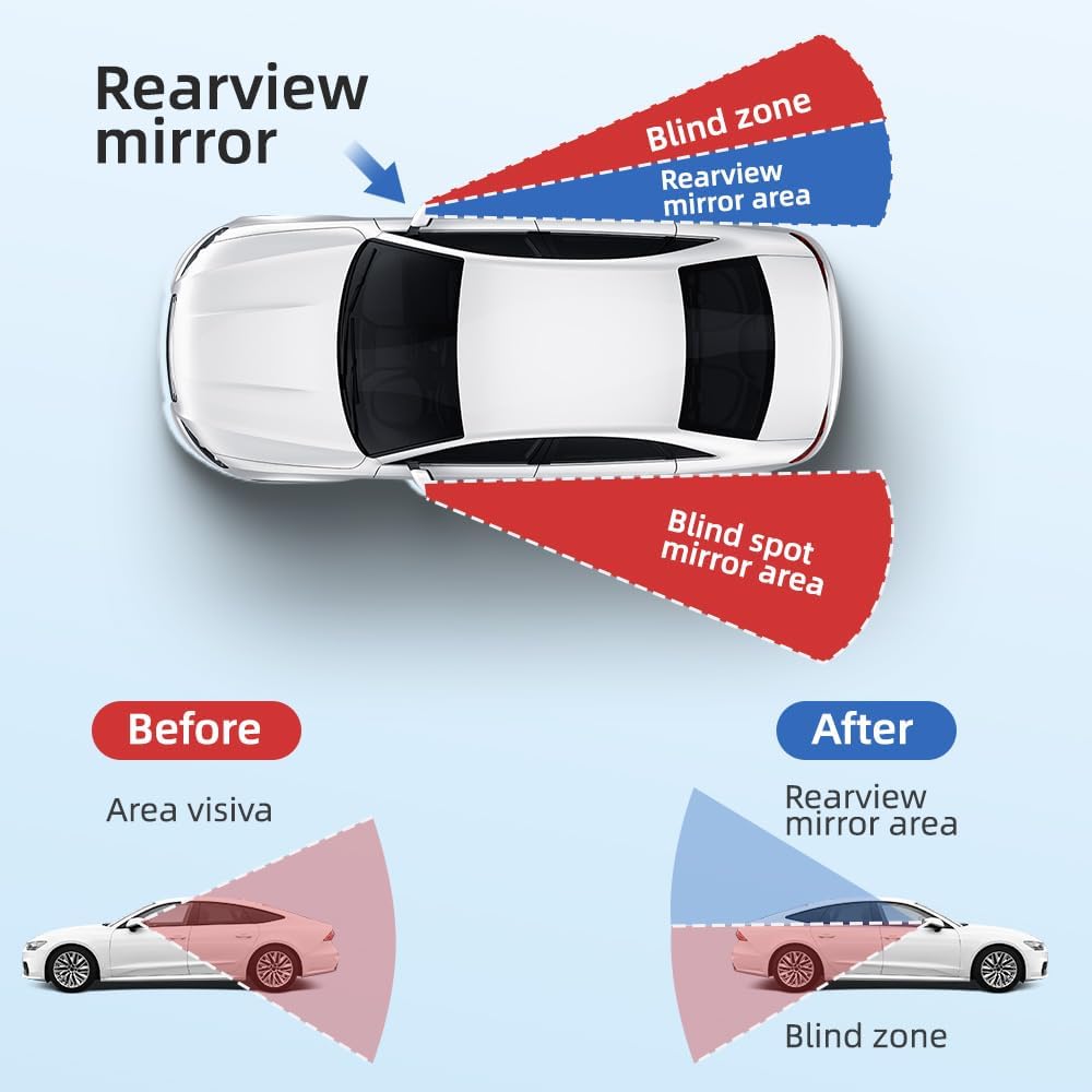360 Degree Blind Spot Mirror Adjustable Rear View Blind Spot Mirror Universal Rear Mirrors, Black (1 Pcs)