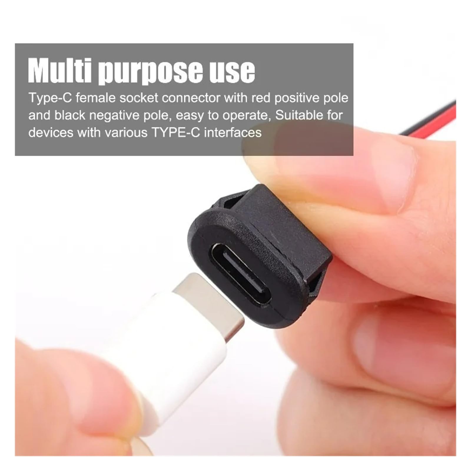 USB C Waterproof Female 2Pin Fast Charging Jack Port Connector Socket (B-White(2 szt.)