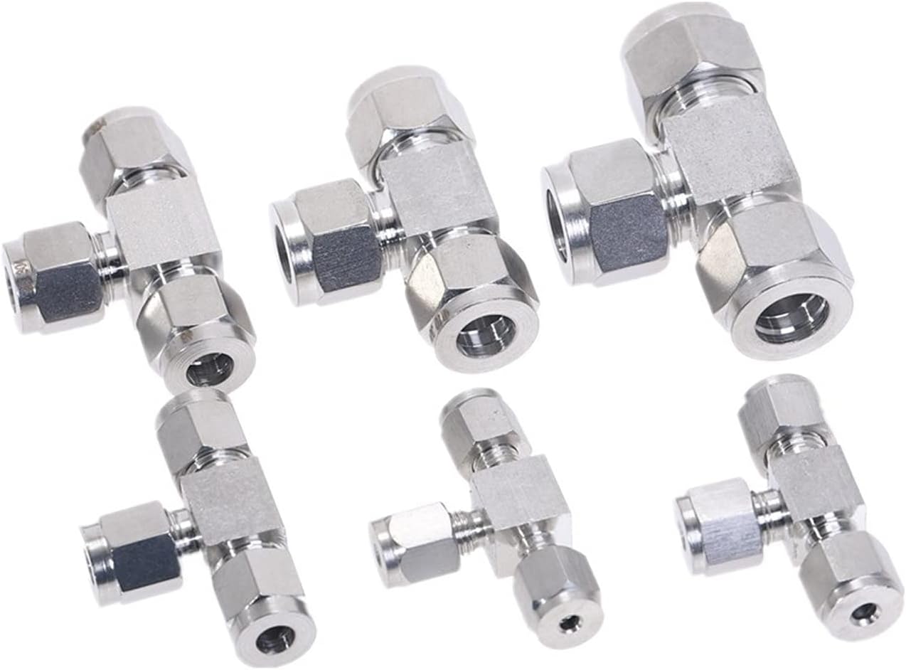 304ステンレス鋼のシングルフェルールティーチューブフィットフェルールコネクタの管の付属品Tタイプ3方向4mm 6mm 1 / 8&