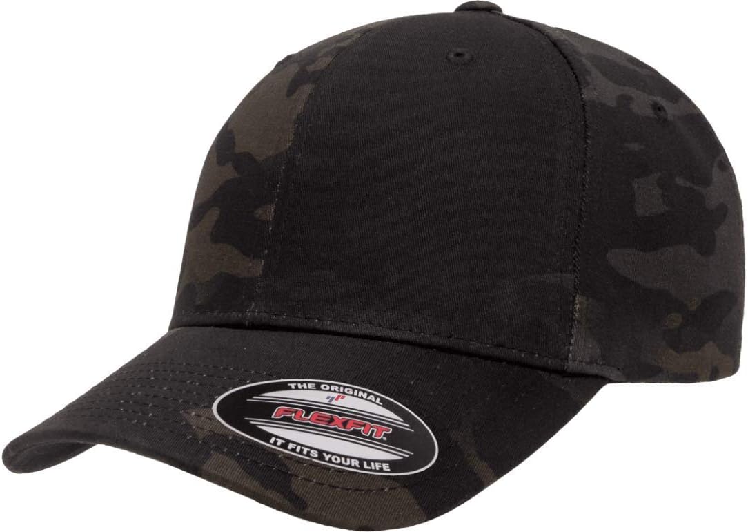 Men's Athletic Baseball Fitted Cap, Multicam Black, L/XL