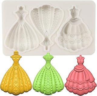 Wedding Dress Silicone Molds Princess Dress Fondant Mold for Cake Decoration Cupcake Topper Chocolate Candy Gum Paste Polymer Clay
