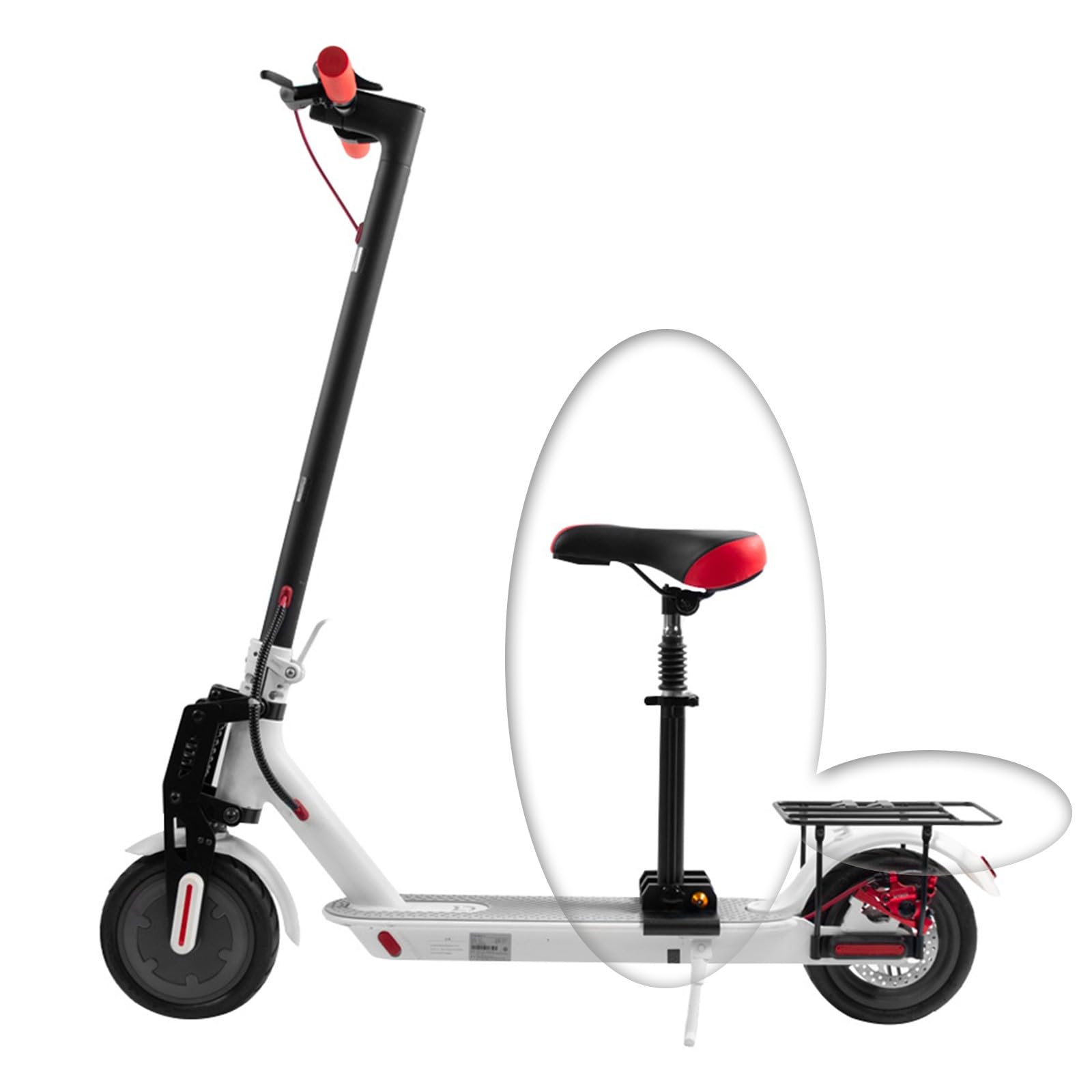 Compatible avec Xiaomi M365 / 1S / Pro / Pro2 / Mi3 Sage de selle de scooter électrique Siège de pliage et rack de support en acier massif arrière, Punch rapide Full Free Free Réglable 42-65cm