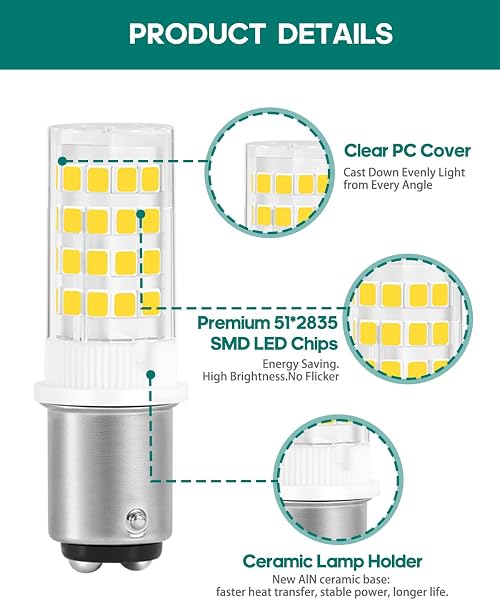 BA15D 12V -1076 LED Bulb for Marine Navigation Anchor Stern Lights Camper Trailer Motorhome Light Replacement ALR12, 1004 1130 1176 Double Contact Bayonet Base AC12V/DC12-24V (6000K Cool White, 4Pack) - 5
