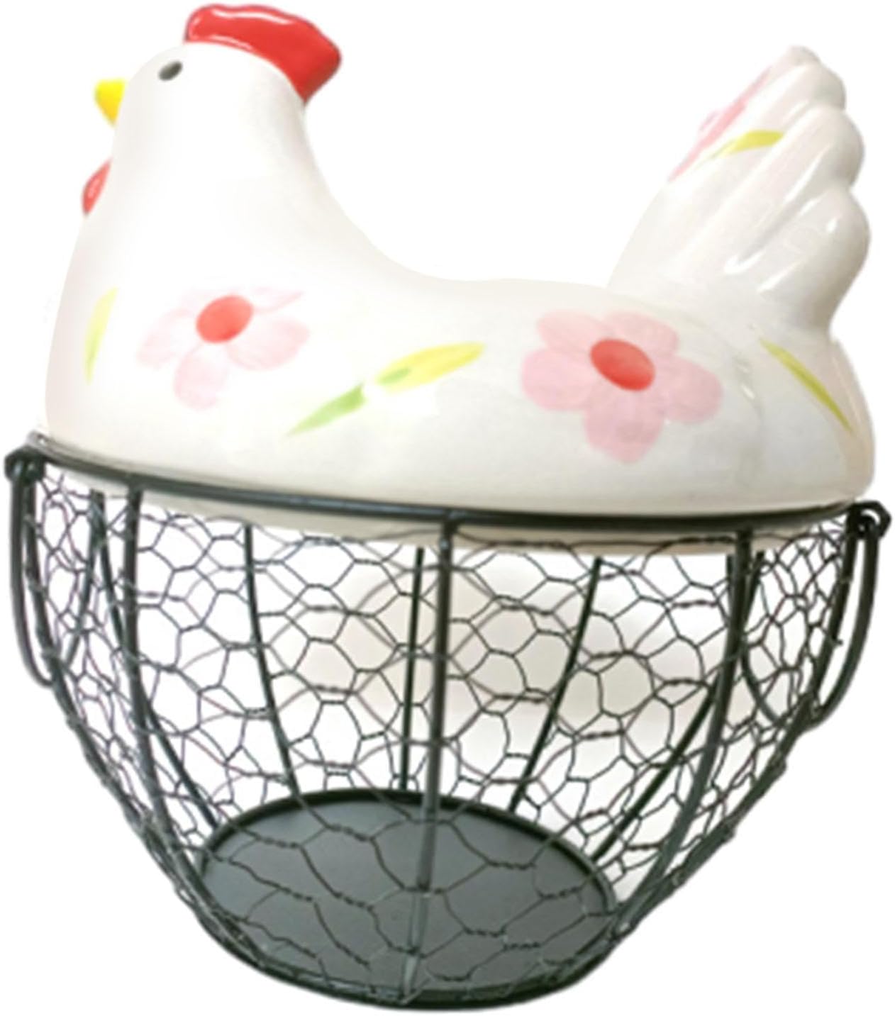 Farmhouse Egg Storage Solution - Stylish Wire Basket for Fresh Eggs, Floret