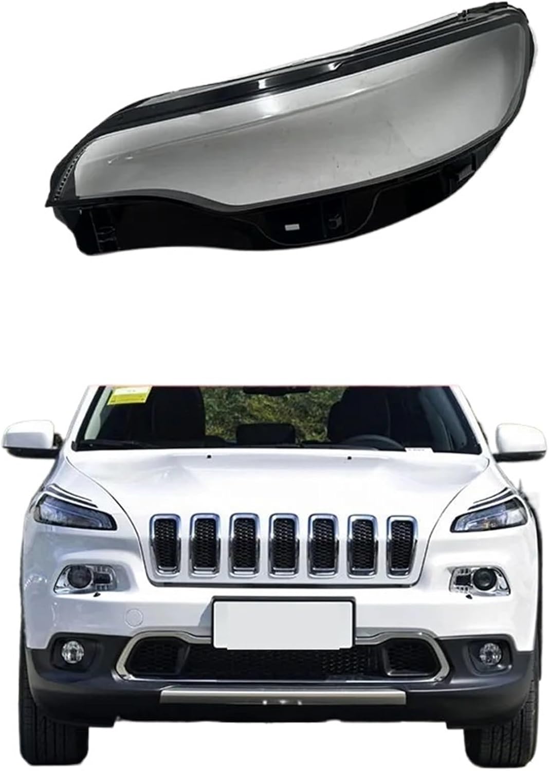 Headlight Cover Compatible for Jeep for Cherokee 2019 2020 2021 Plastic Headlamp Lens(Left) (Right)