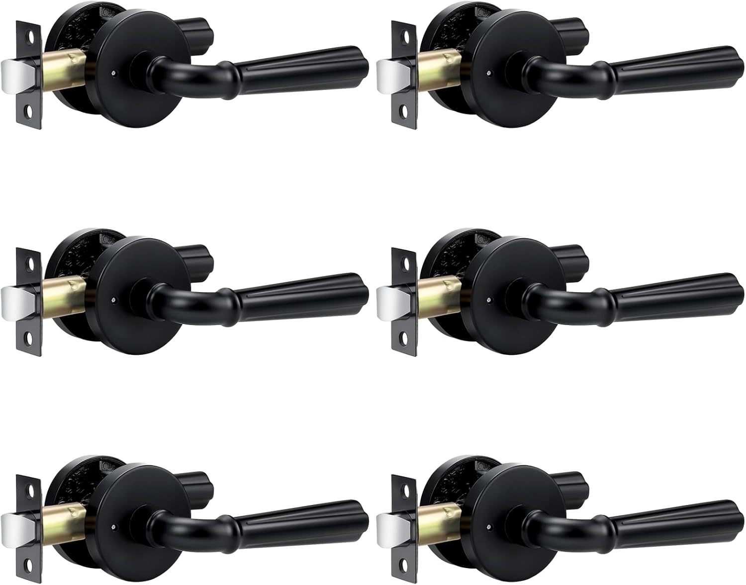 DECORITEN 6 Pack Door Handles - Black Bedroom & Bathroom Privacy ...
