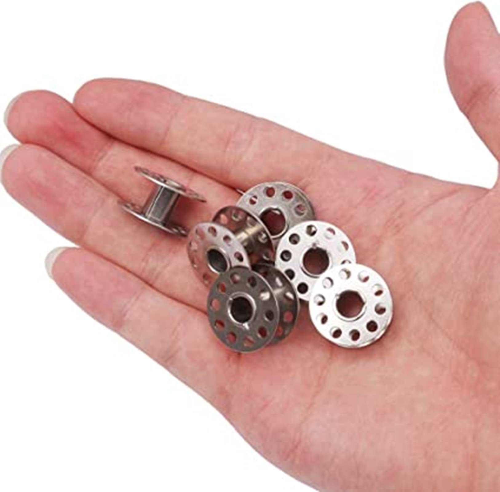 Lot De 25 Bobines Métalliques Universelles Avec Boîte De Rangement Pour Machines à Coudre