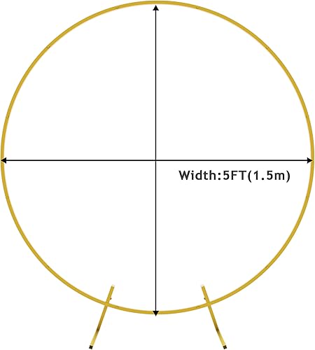 Miniatura 4 de Wokceer Soporte de telón de fondo redondo de 5 pies, marco de arco de globos, soporte de telón de fondo redondo dorado para boda, fiesta de