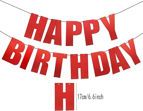 Miniatura 2 de Cartel de feliz cumpleaños para decoraciones de fiesta de cumpleaños, color rojo