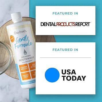 Oxyfresh Gentle Formula Unflavored Mouthwash for Adults Ultra Sensitive Gums & Teeth Non Mint, Zero Alcohol, Flavor Free Fresh Breath. 16 oz