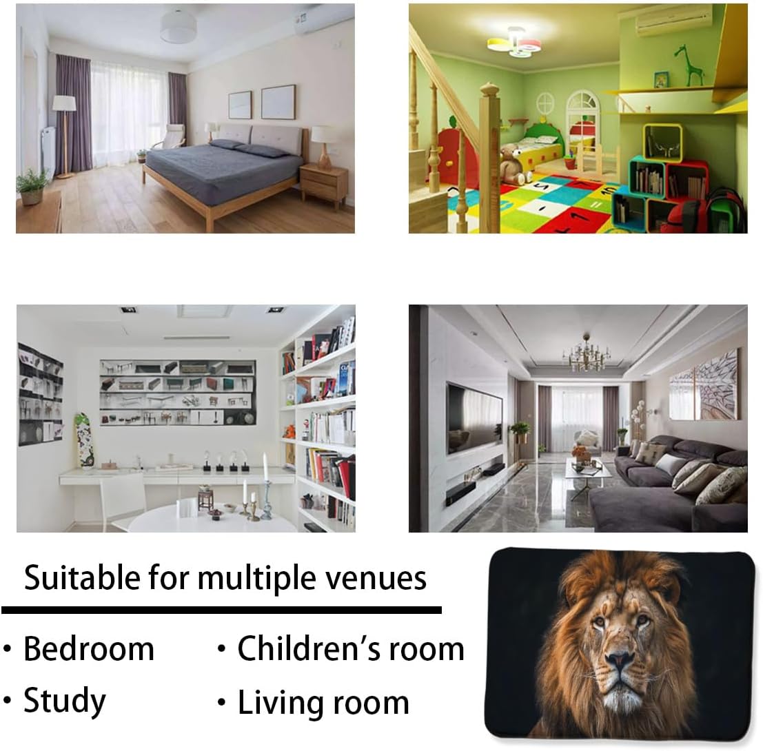 Modern Lion Carpet Area Rug, Lion Vintage Washable Mat, Animal Themed Rugs for Bedroom, Lions Print Non Slip Non Shedding Mats for Living Room Floor Carpets 3'4''x5'