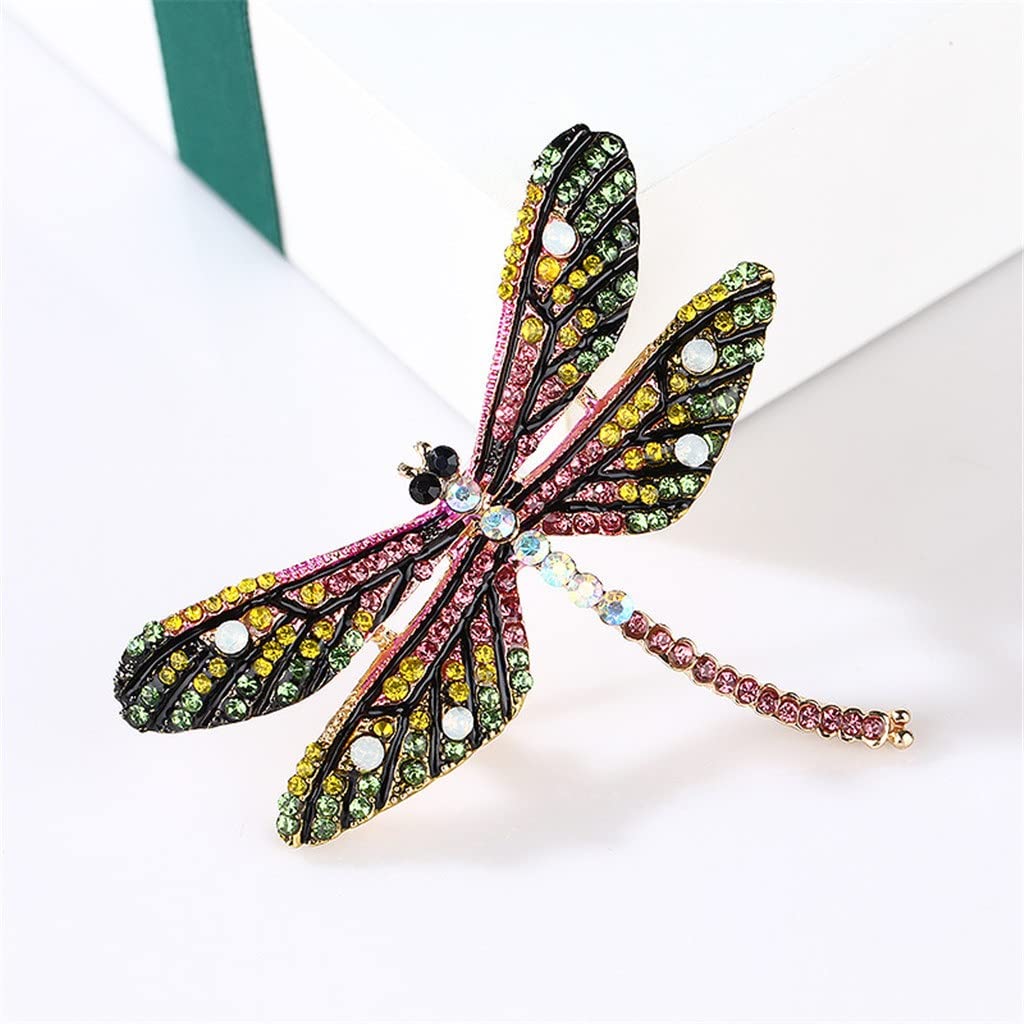 Grüne Libelle Broschen Zinklegierung Strass Tier Pin Damen Bekleidungszubehör