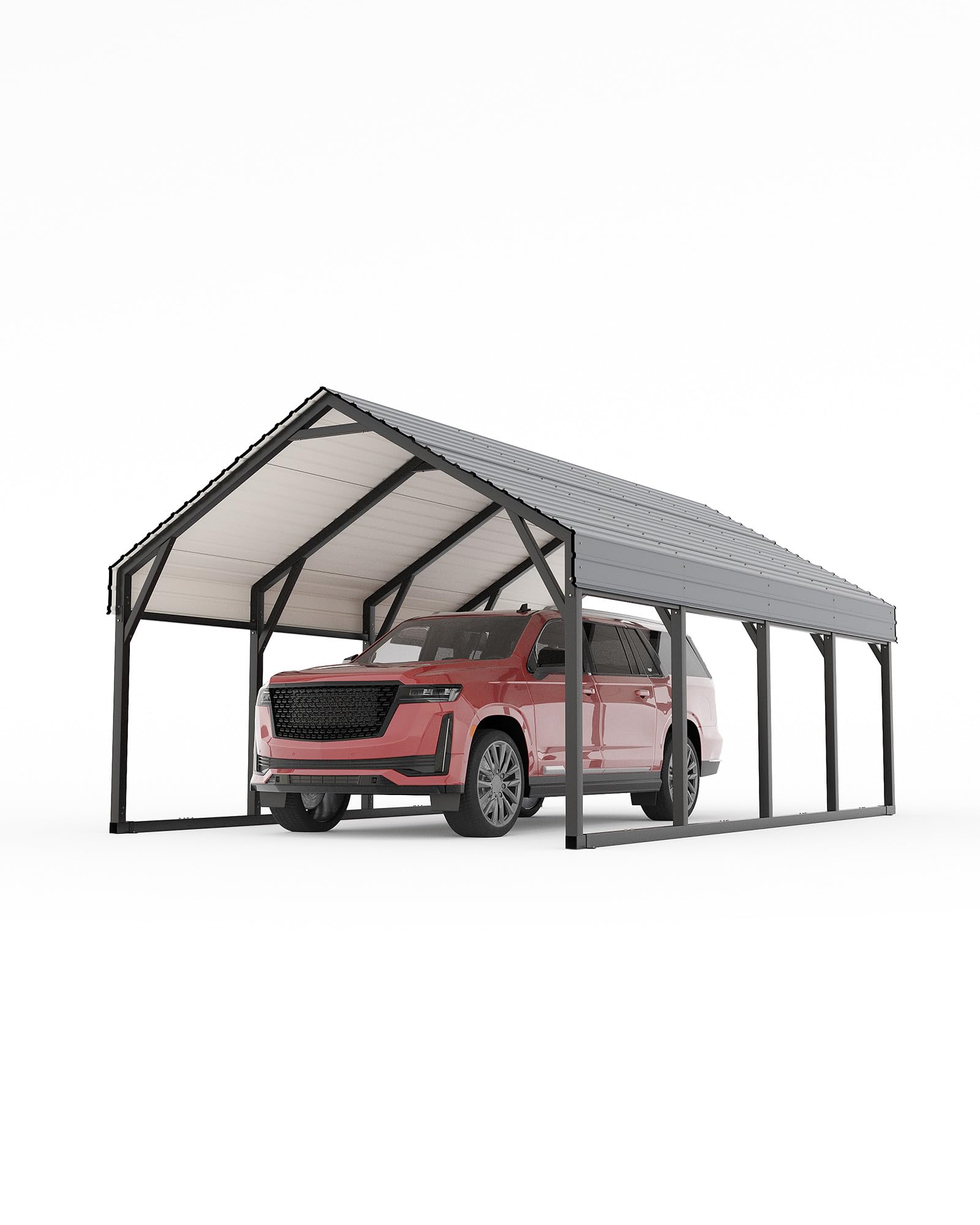 Photo 1 of 12 x 20 FT Metal Carport, Heavy Duty Carports Reinforced Frame and Steel Roof, All-Weather Shelter Canopy for Pickups, Boats, Cars, and Tractors