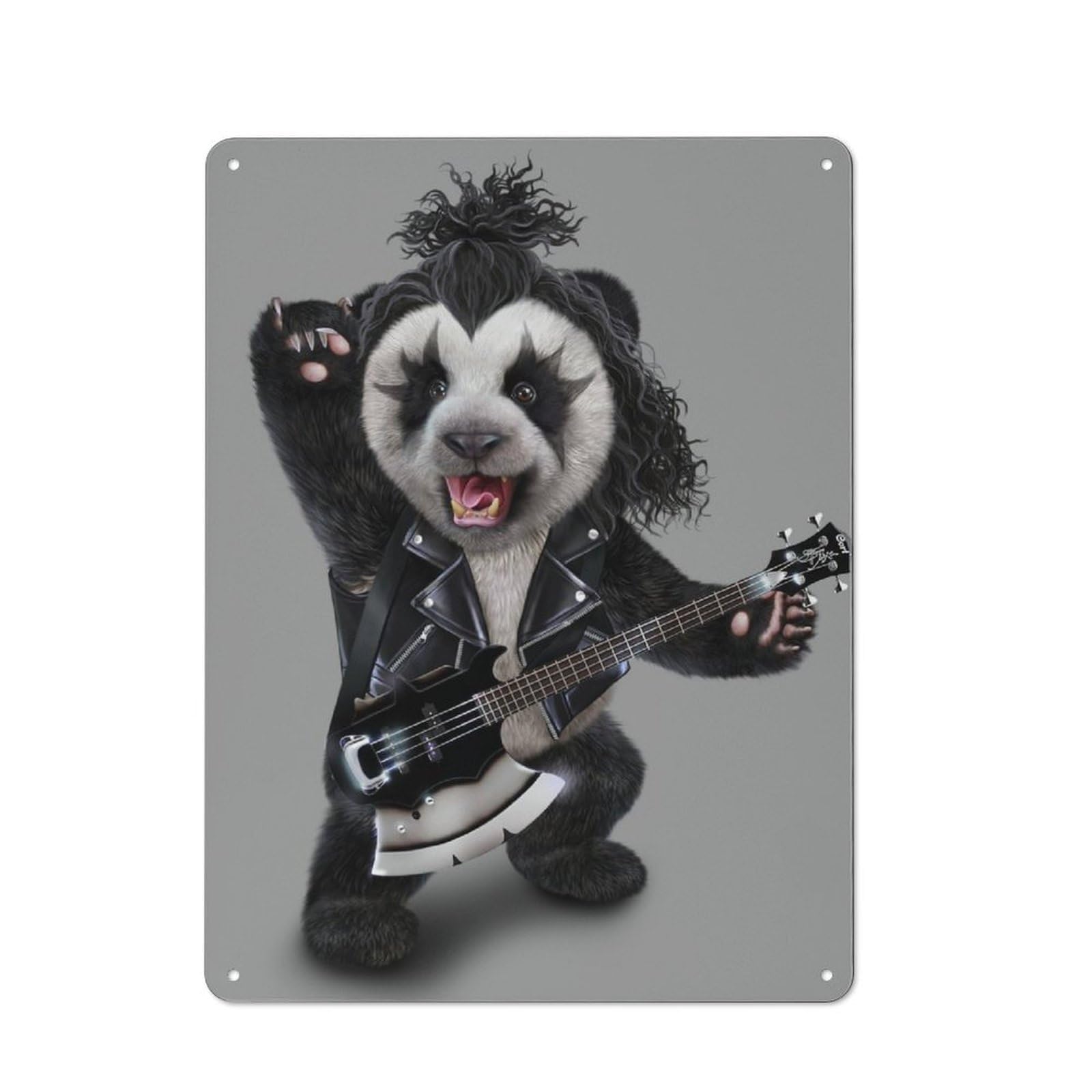 Junmoney Punk Rock Giant Panda Retro-Style Metal Plaque 40X30cm For Kitchen Or Home Bar, Gift For Home Bar Enthusiasts During The Christmas Season