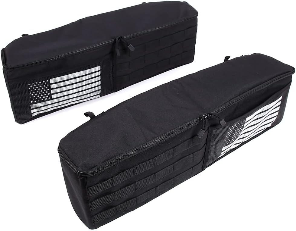 Car Trunk Tail Box Organizer Side Storage Tray Compatible with Toyota FJ Cruiser 2007-2021 Oxford Cloth Multifunction Storage Box Rear Storage Organizer Accessories (2PCS US Flag (left and right))