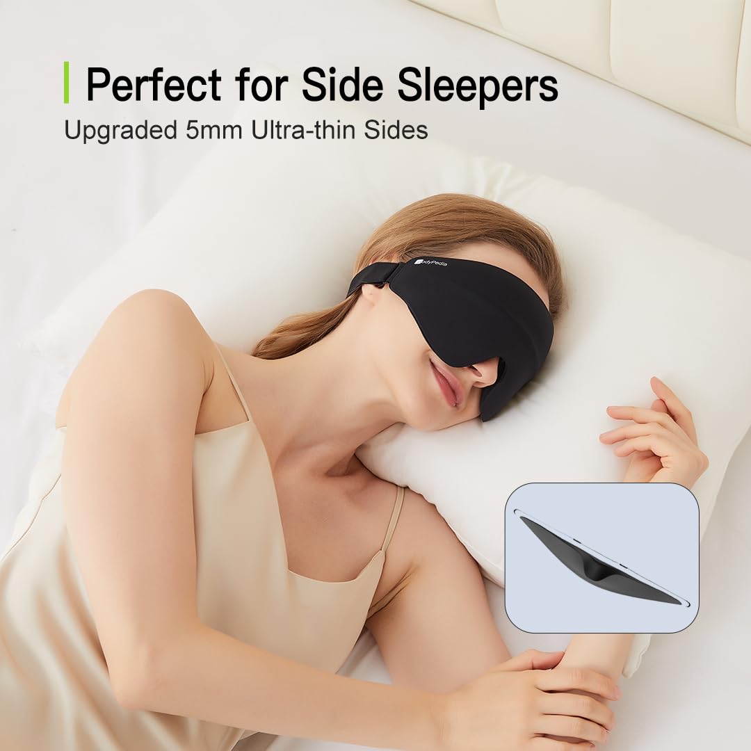 BodyPedia Air 3D Sleep - Antifaz para dormir de lado, máscara 3D para dormir de lado, máscara de ojos 3D para dormir con bloqueo de luz, relajante, cero presión, cubierta de ojos suave y transpirable,