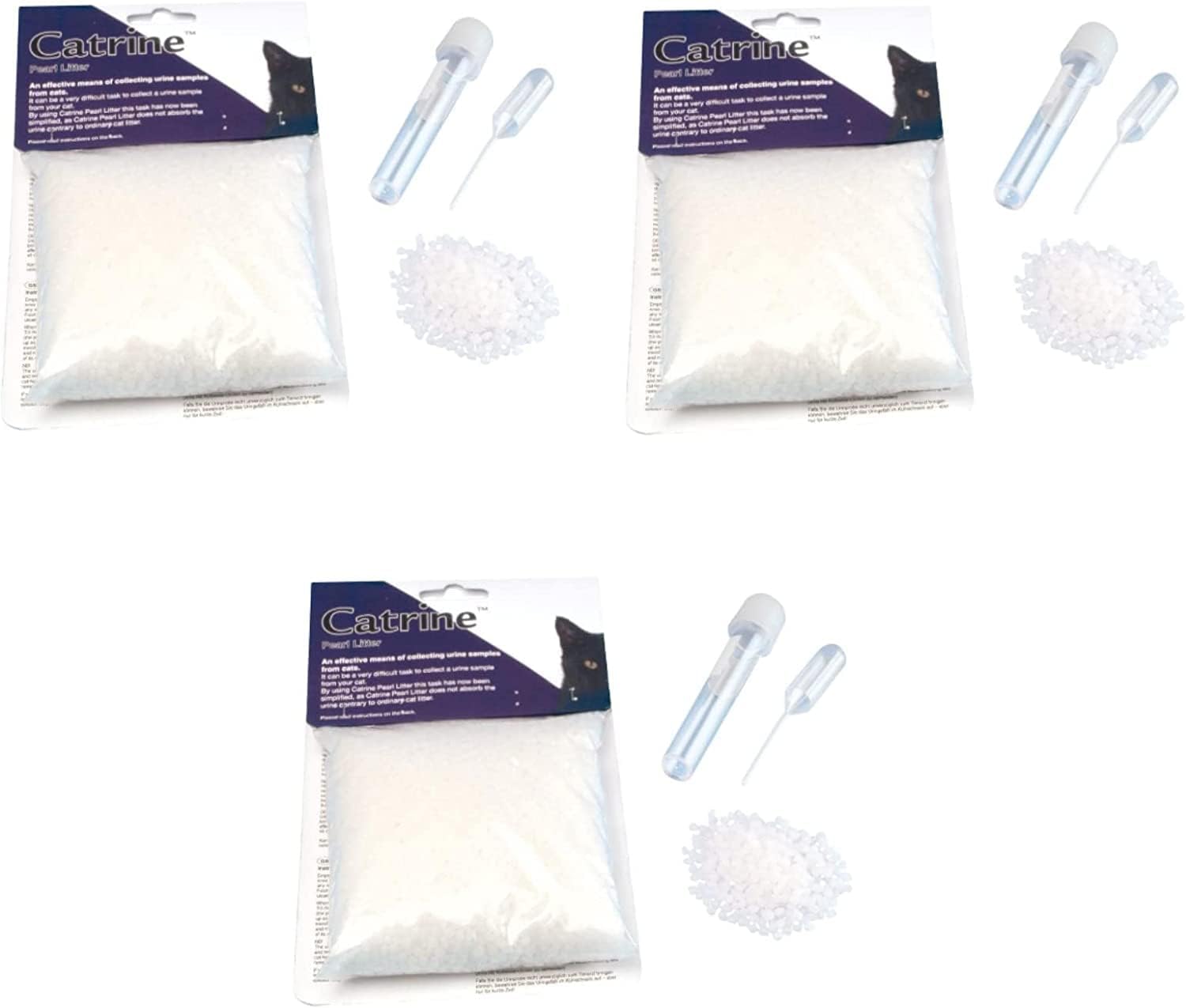 Kruuse Catrine Pearl Urine Collection System | 3 Pack | 3 x 200 g | Urine Collection System for Cats | Contains non-absorbent granules, a pipette and a collection tube