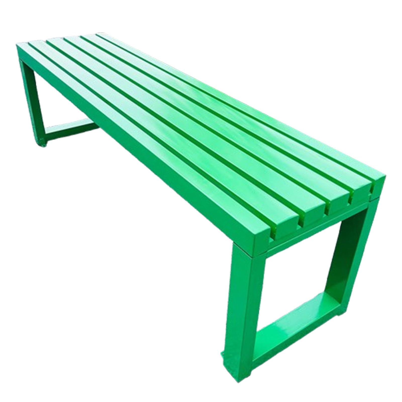 Banc de jardin en métal 3 places imperméable vert 150 cm sans accoudoirs pour terrasse et extérieur