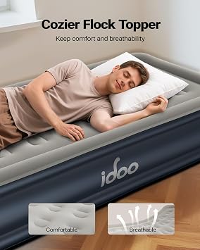 iDOO Twin XL Air Mattress with Built in Pump, 18 Raised Blow up Bed