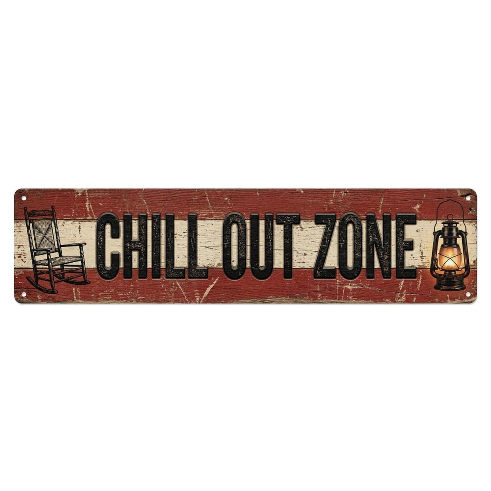 Chill Out Zone Worn Porch 4 Vintage Metal Tin Sign Wall Decor for Cafe, Club, Garden Metal Poster 4x16Inch