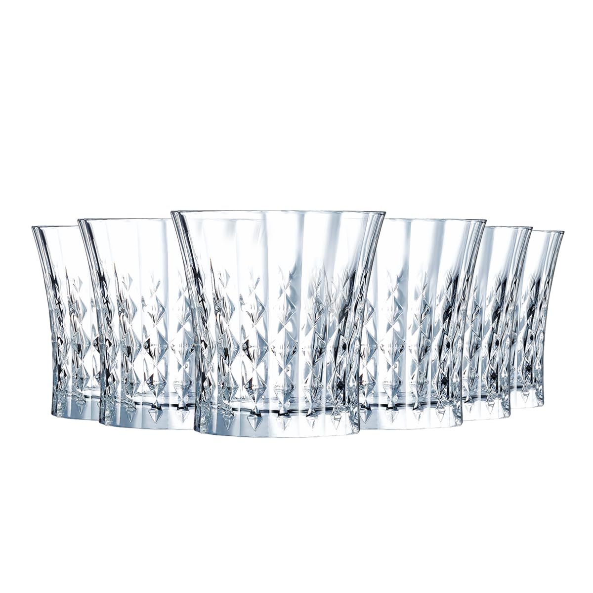 Cristal d'Arques Lady Diamond Drinking Glasses 45cl Set of 6 Krysta Crystal Glass Sophisticated Design Shine, Transparency and High Resistance