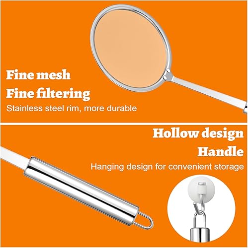 Miniatura 3 de 2 cucharas de espumadera de grasa, cucharón de malla fina de acero inoxidable con mango largo, desnatador de olla caliente para cocina, filtro de