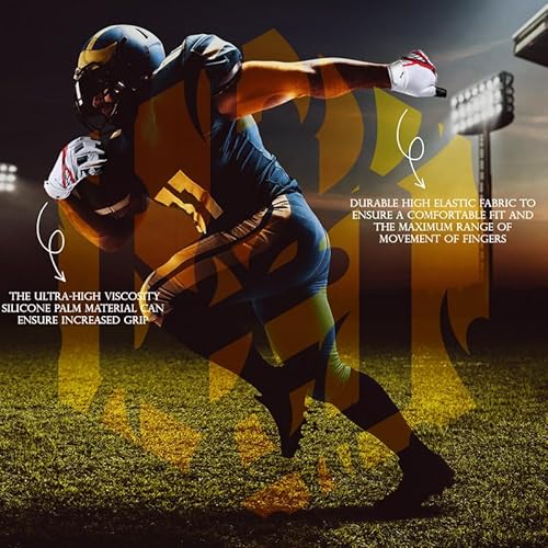 Lisaaz Football Gloves Skin Fit Tight-Stylish Youth Football Gloves Tacky Football Gloves Men | Football Gloves For Kids 8-12 Top Notch Football Receiver Gloves In Adult/Football Gloves Youth Sizes #TOP4