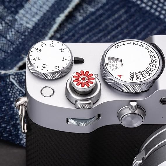 Camera Soft Release Button, Shutter Button for Fujifilm X100VI X100V X-E4 X-E3 X-T5 X-T4 X-T3 X-T30 II X-T20 X-PRO3 (red Daisy Button)