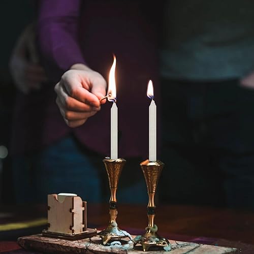 Miniatura 63 de Majestic Giftware /Safed Candles - Paquete de 12 velas Shabat (SC-SHTR-T) Velas tradicionales de Shabat hechas a mano de 5 pulgadas sin goteo Se