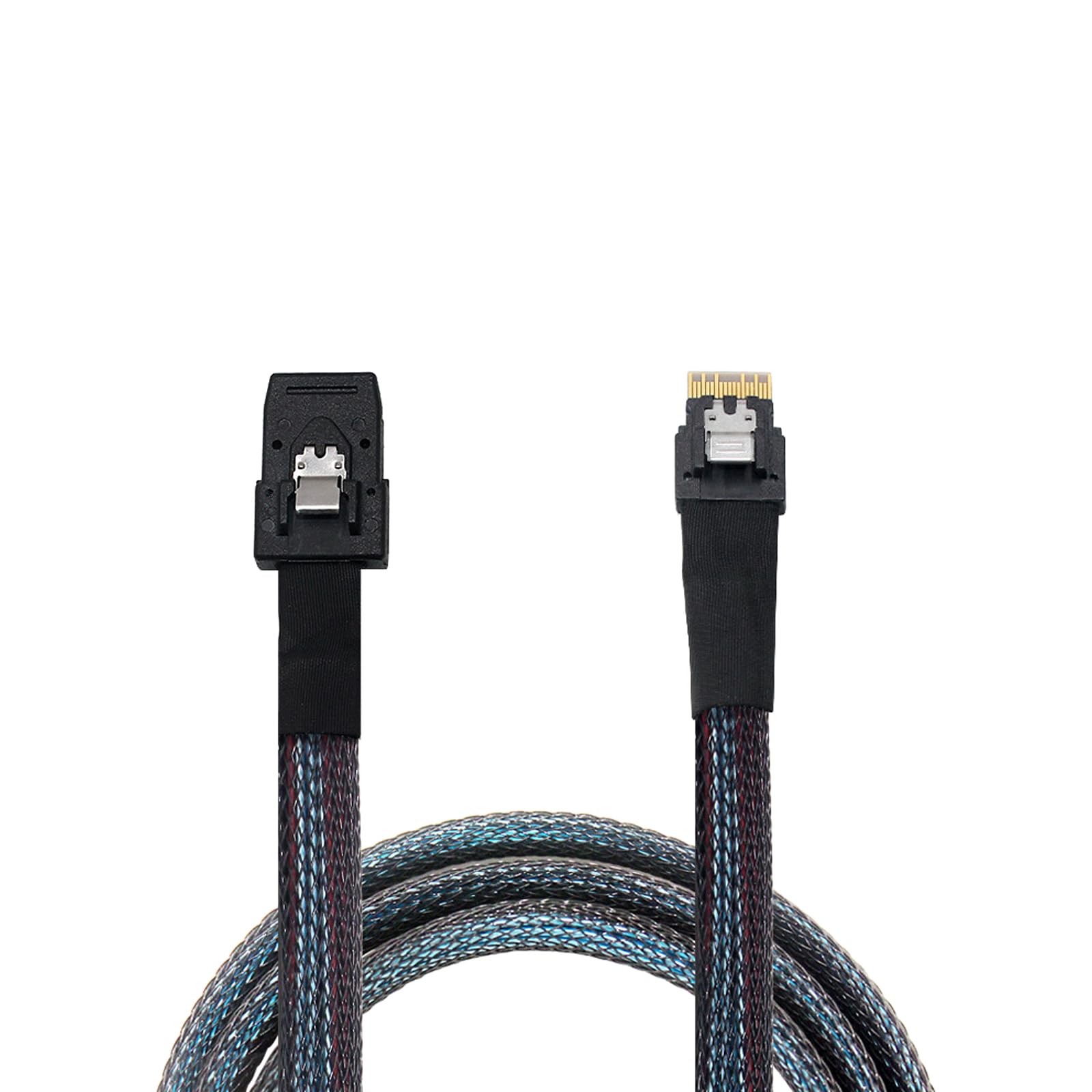 Lot de 2 câbles Heretom SFF-8654 vers SFF-8087, Slim Line SAS 4.0 SFF-8654 4i 38 broches hôte vers mini SAS 4i SFF-8087 36 broches Noir 4,8 m