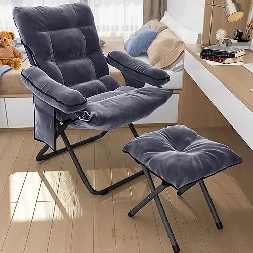 Miniatura 8 de Axonl - Silla perezosa con otomana, sillón reclinable ajustable, color gris, cómoda silla reclinable para sala de estar