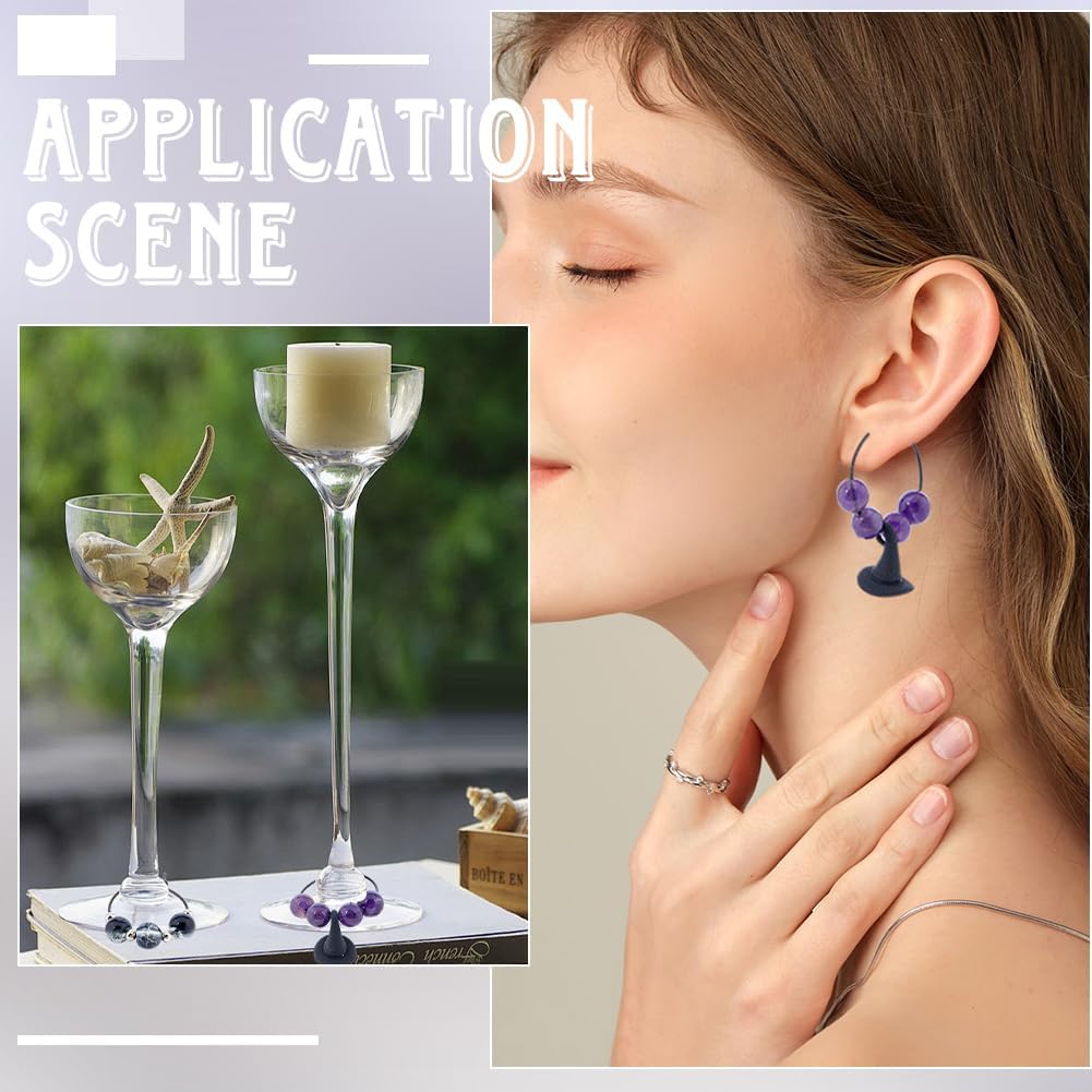Beebeecraft 1 Box 100Pcs Beading Hoop Earring Findings 20mm 316L Stainless Steel Black Round Earring Hoops Wine Glass Round Charms for Women Jewelry Making DIY Crafts
