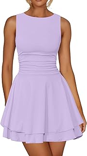 Women's Ruffle Hem Boat Neck Mini Dress Sleeveless Ruched Corset Short Party Dresses