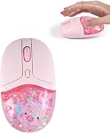 Cute Bluetooth Wireless Mouse,Rechargeable Cartoon Pig Mouse with USB Receiver& Bluetooth Dual Mode,RGB Backlit Silent Mice Quicksand Floating Design for Laptops Mac iPad PC Computer Desktop-Pink